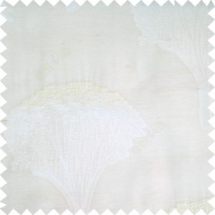 Pure white cream color natural designs big trees with small leaves branches texture finished surface polyester transparent net fabric sheer curtain